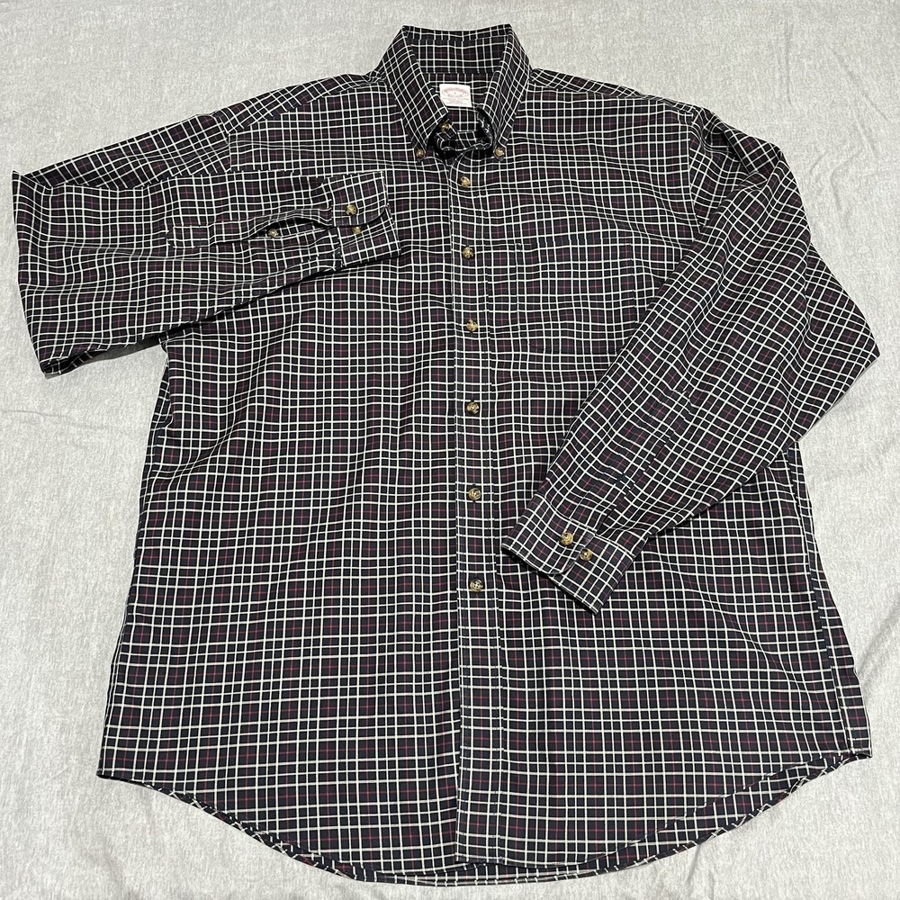 Brooks Brothers Dress Shirt Mens Large Plaid Button Down Long sleeve